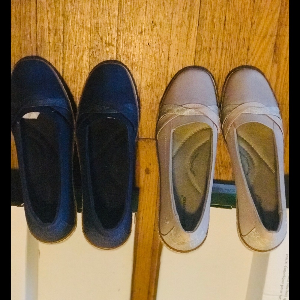 2 Pair Espadrilles Navy & Stone Size 9M